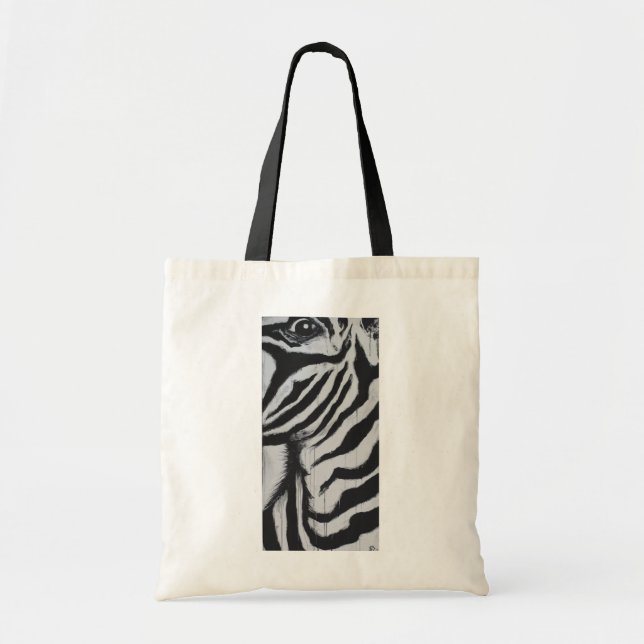 Mr. Zebra Eye Wildlife African Plains Painting Art Tote Bag (Front)