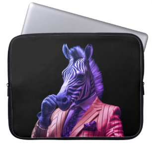 Mr. Zebra on a 15" Neoprene Laptop Electronics Bag