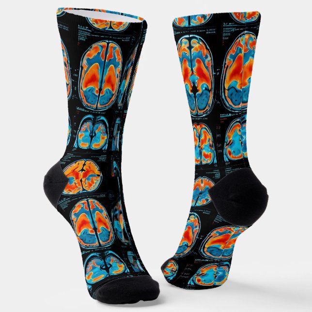 MRI brain scan Socks (Angled)
