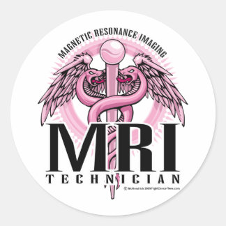 MRI Pink Caduceus Classic Round Sticker