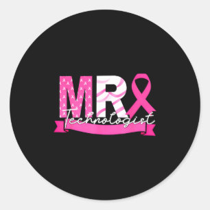 Mri technologist breast cancer awareness sweat classic round sticker
