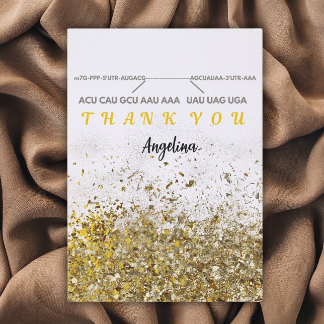 mRNA thank you card bioloy in gold glitter (Creator Uploaded)