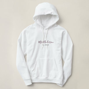 Mrs add name last name black pink est year modern hoodie