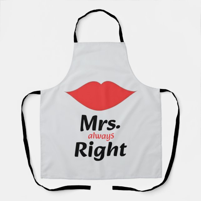 Mrs. Always Right Red Lips Matching Apron (Front)