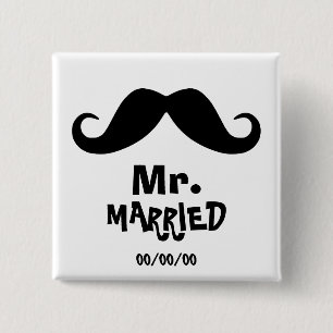 Mrs. and mr., newly weds ,just married,Set x2 15 Cm Square Badge