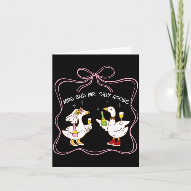 Mrs and mr silly goose wedding party funny  card (Front)