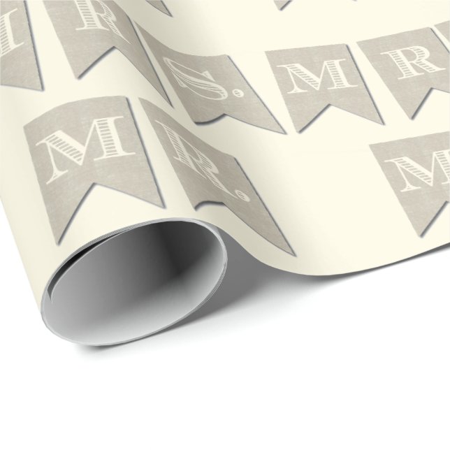 Mrs and Mr Wedding Wrapping paper (Roll Corner)
