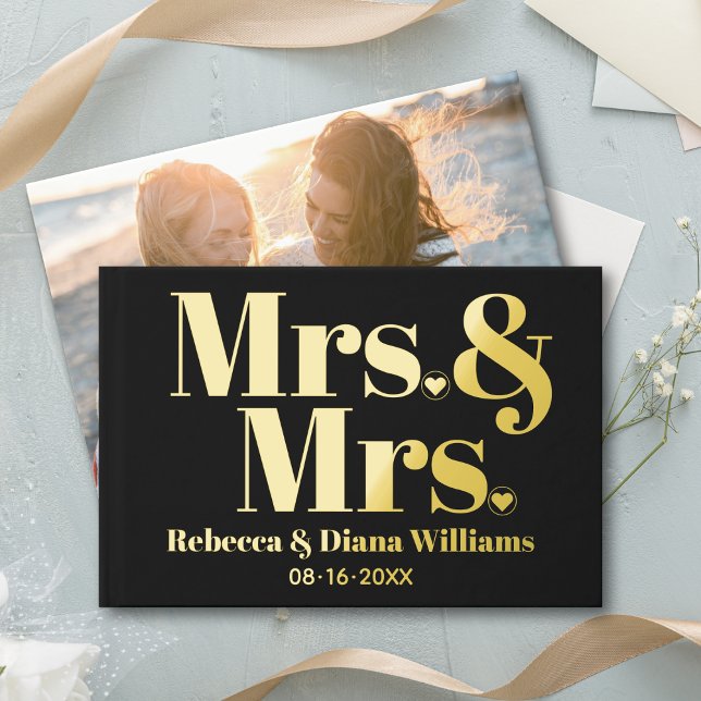 Mrs. and Mrs. lesbian black photo wedding Guest Book (Creator Uploaded)