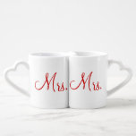 Mrs. and Mrs. Lovers' Mug Set<br><div class="desc">Mrs. and Mrs. Lovers' Mug Set with Mrs. written in red script on the front of both mugs.</div>