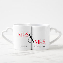 Mrs And Mrs Newlyweds Lesbian Wedding Gift Coffee Mug Set