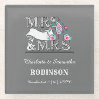 Mrs and Mrs Personalised Lesbian Wedding Gift