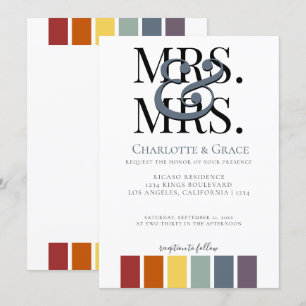 Mrs and Mrs Rainbow Gay Elegant Wedding Announcement