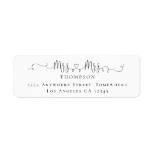 Mrs and Mrs Ring Heart Script Return Name Address