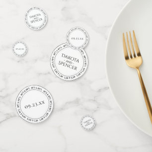 Mrs and Mrs Simple Modern Black White Party Confetti