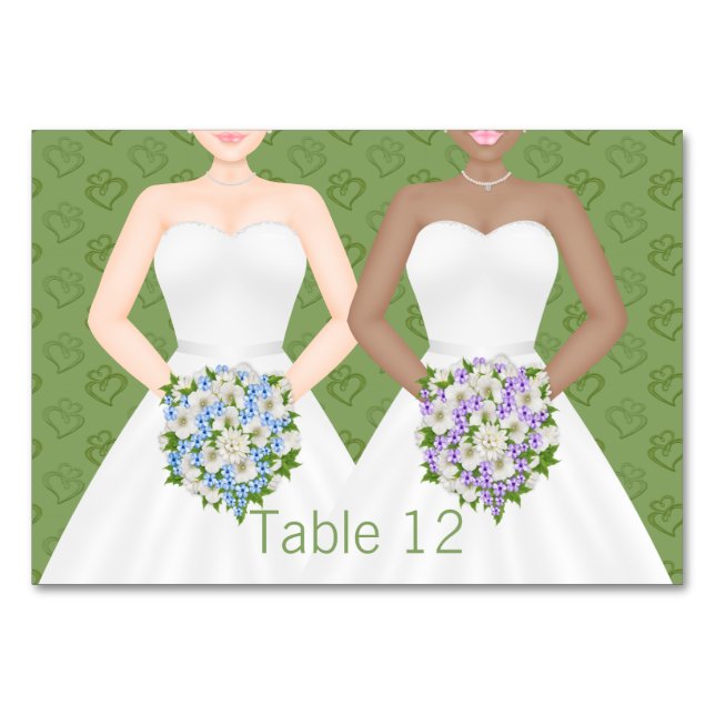 Mrs and Mrs Two Brides Lesbian Wedding Table Number (Front)