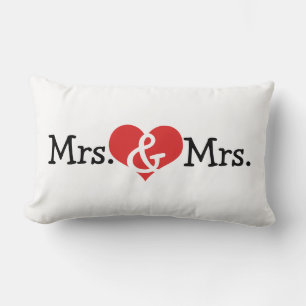 Mrs and Mrs Two Brides Wedding Gift Lumbar Cushion