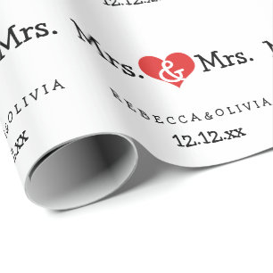 Mrs and Mrs Two Brides Wedding Wrapping Paper