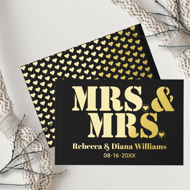 Mrs. and Mrs. typography lesbian black wedding Guest Book (Creator Uploaded)