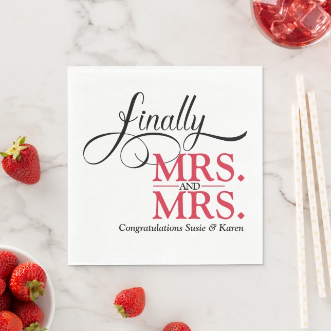 Mrs and Mrs Wedding Cocktail Napkin (Insitu)