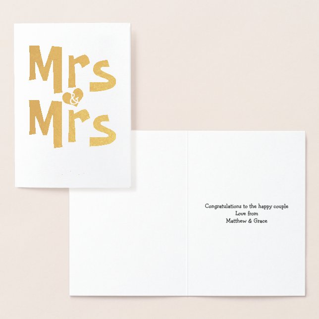 Mrs And Mrs Wedding Congratulations Foil Card (Display)