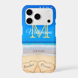 Mrs. Beach Wedding Hearts in Sand Family Monogram