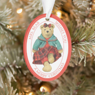 MRS. BEAR Acrylic Oval Ornament + Text