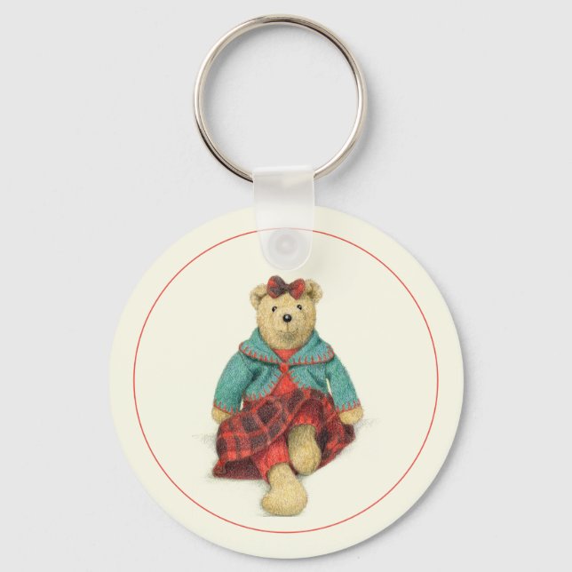 MRS. BEAR Aluminium Circle Keychain (Front)