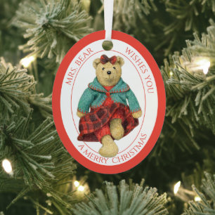 MRS. BEAR Aluminium Oval Ornament + Text