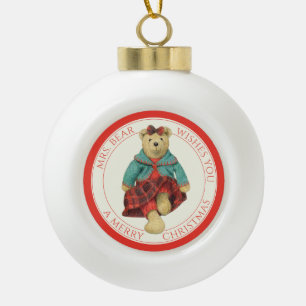 MRS. BEAR Ceramic Ball Ornament + Text