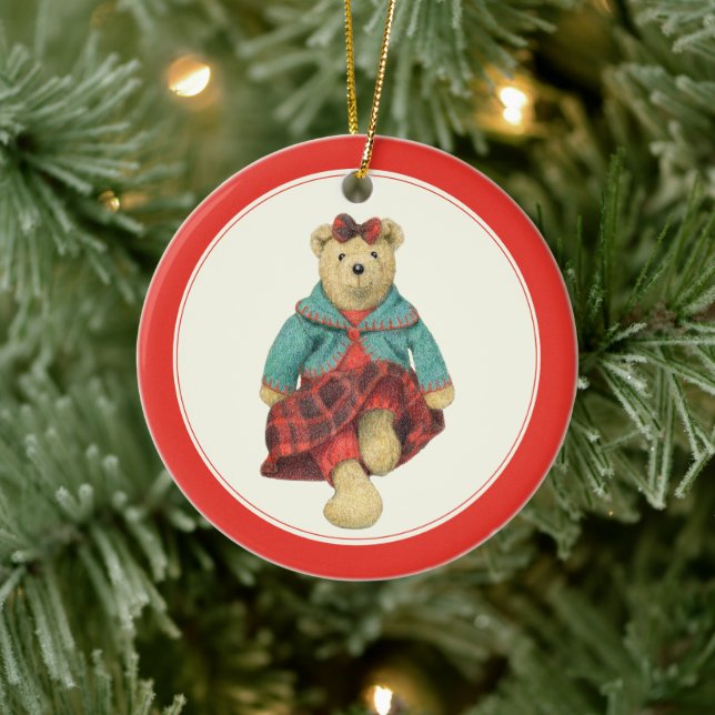 MRS. BEAR Ceramic Circle Ornament  (Tree)