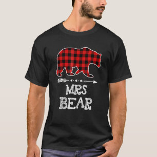 Mrs Bear Matching Family Christmas Bear Red Plaid T-Shirt