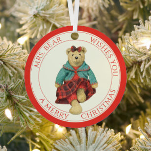 MRS. BEAR Metal Circle Ornament