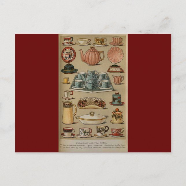 Mrs Beeton Breakfast Tea China Crockery Postcard (Front)