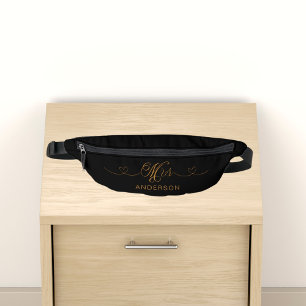 Mrs black gold newlywed bum bags