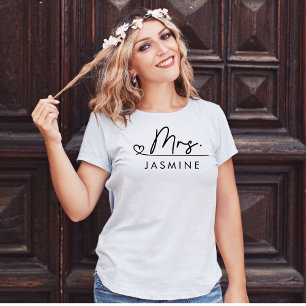 Mrs Black Modern Script Custom Wedding Monogram  T-Shirt