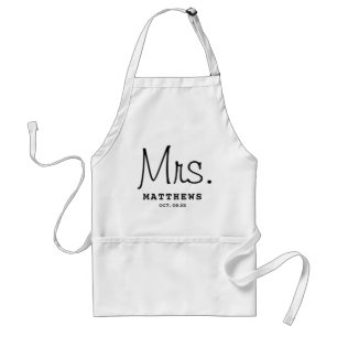 Mrs Black Modern Script Custom Wedding Newlywed    Standard Apron
