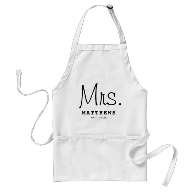 Mrs Black Modern Script Custom Wedding Newlywed    Standard Apron (Front)