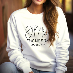 Mrs Black Modern Script Custom Wedding Newlywed Sweatshirt