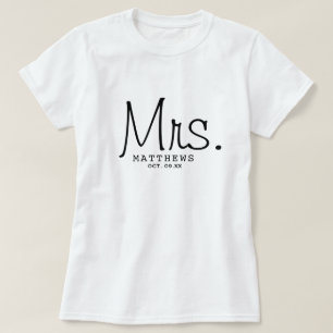 Mrs Black Modern Script Custom Wedding Newlywed    T-Shirt