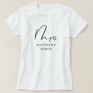 Mrs Black Modern Script Custom Wedding Newlywed T- T-Shirt