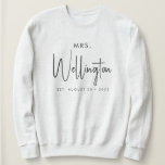 Mrs Black Script Custom Name Bridal Newlywed Sweatshirt<br><div class="desc">Get ready for your honeymoon with this cosy sweater: Modern calligraphy script in black for "Mrs" and your custom text for name and wedding date. Buy one for yourself (congrats btw!) or as a great gift for a newlywed bride!</div>