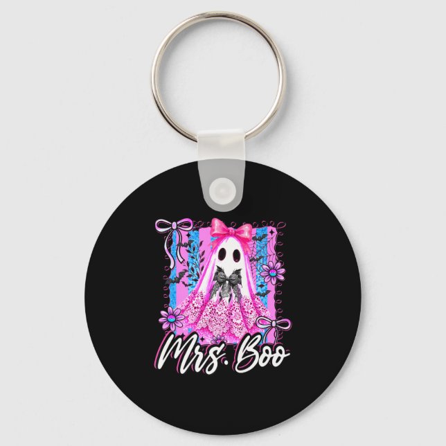 Mrs Boo Boujee Coquette Bow Retro Halloween Costum Key Ring (Front)