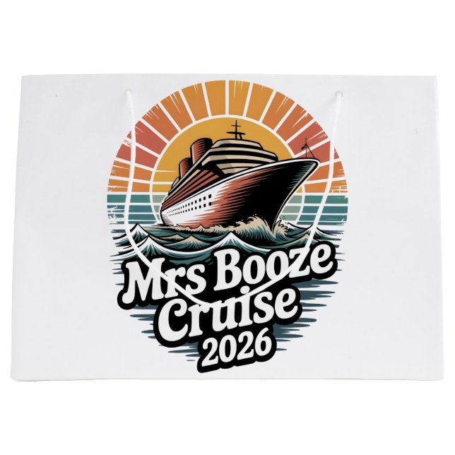 Mrs Booze Cruise 2026 Matching Couples  Large Gift Bag (Front)