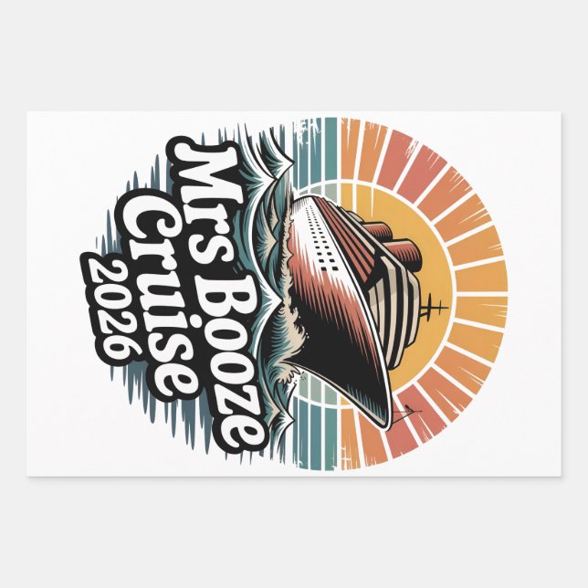 Mrs Booze Cruise 2026 Matching Couples  Wrapping Paper Sheet (Front)