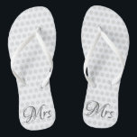 Mrs Bridal Elegant Wedding Day Womens White Jandals<br><div class="desc">Mrs Bridal Elegant Wedding Day Womens White Flip Flops Go comfortable and stylish after you say "I do" on your big day! Change into a pair of trendy elegant white flip flops with thin thong straps and "Mrs" in grey script and light grey polka dots patterned on each shoe. Customise...</div>