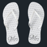 Mrs Bridal Elegant Wedding Day Womens White Jandals<br><div class="desc">Mrs Bridal Elegant Wedding Day Womens White Flip Flops Go comfortable and stylish after you say "I do" on your big day! Change into a pair of trendy elegant white flip flops with thin thong straps and "Mrs" in grey script and light grey polka dots patterned on each shoe. Customise...</div>