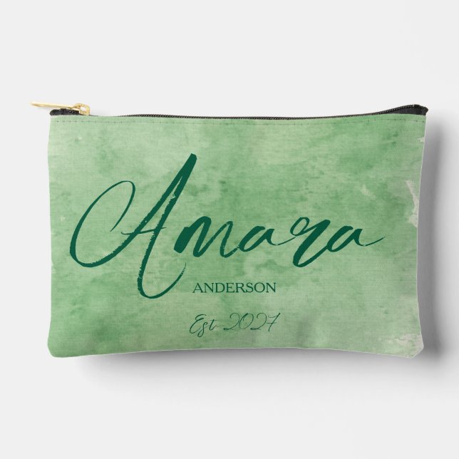 Mrs Bride Elegant Newlywed Personalised Accessory Pouch (Front)