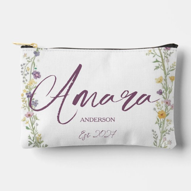 Mrs Bride Elegant Newlywed Personalised Accessory Pouch (Front)