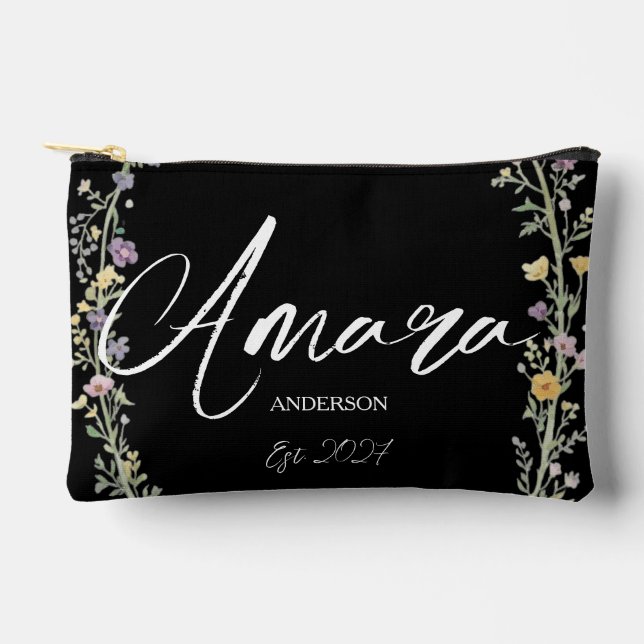 Mrs Bride Elegant Newlywed Personalised Accessory Pouch (Front)