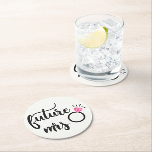 Mrs Bride To Be Wedding Bridal Shower Engagement Round Paper Coaster